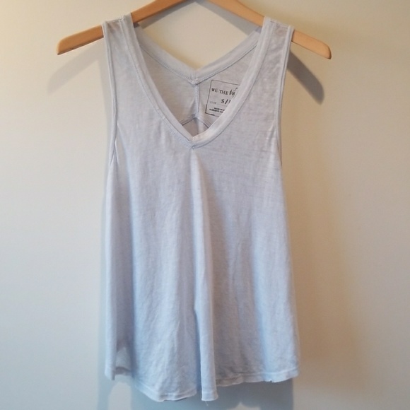 Free People Flowy Vneck Trapeze Tank Blue Small - Picture 2 of 8